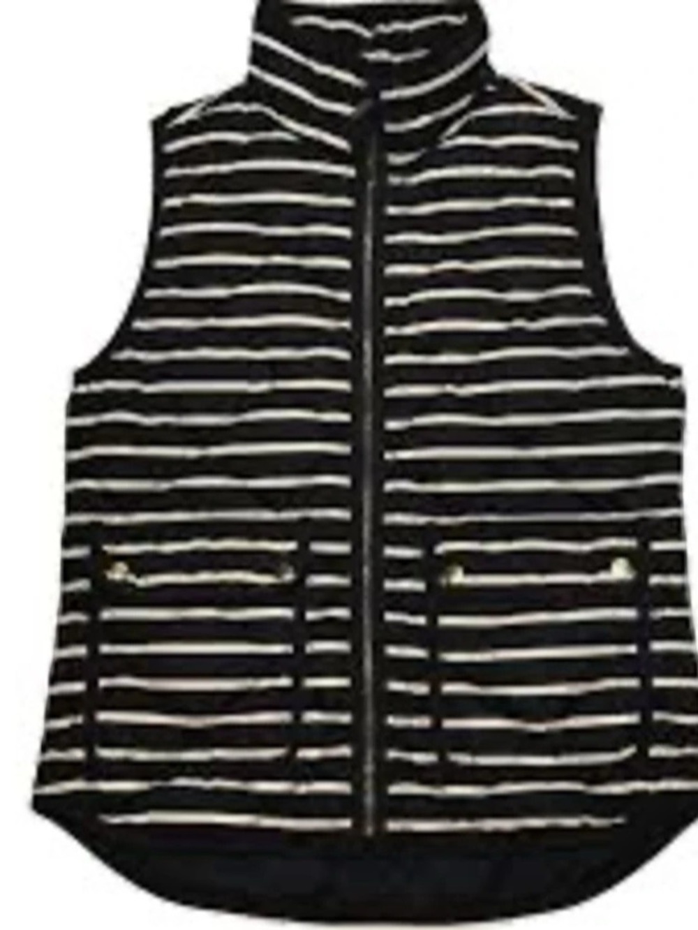 J.Crew Striped Quilted Puffer Vest Black & White Small